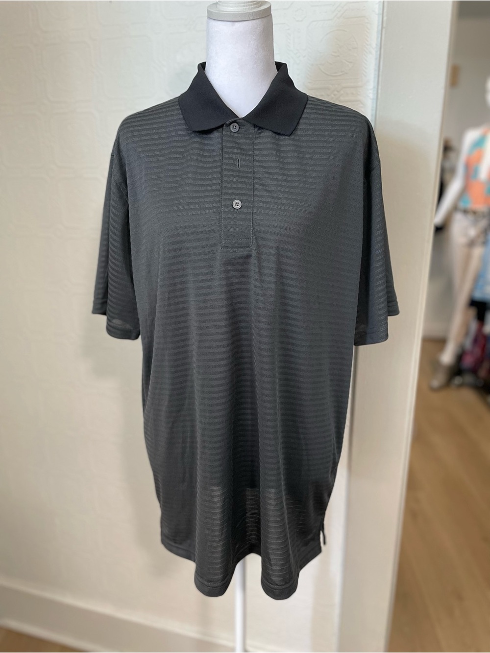 west loop Men's Charcoal Two-Button Polo
